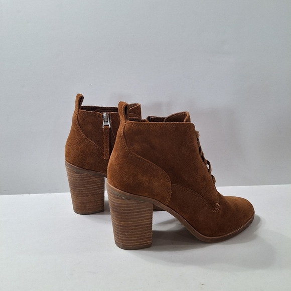 Dolce Vita Brown Classic Preppy Suede Side Zip Lace Up Block Heel Boots Size 10 - Picture 7 of 13